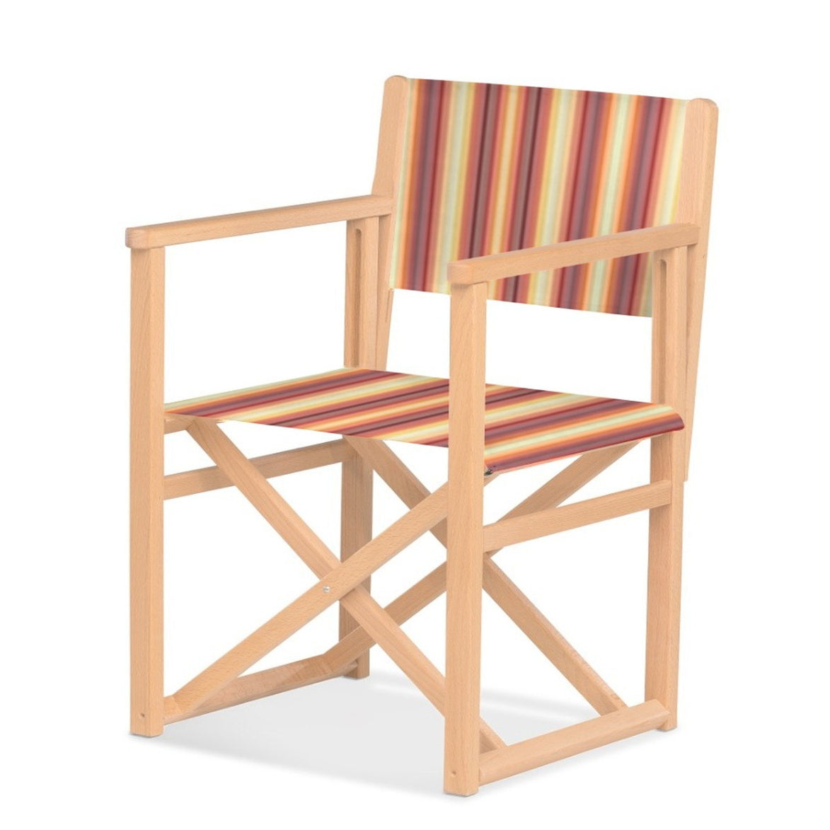 Fauteuil metteur en scène Mallorca XL — vernis naturel, toile Rayé multicolore 622