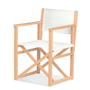 Fauteuil metteur en scène Mallorca XL — vernis naturel, toile Screen blanc