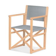 Fauteuil metteur en scène Mallorca XL — vernis naturel, toile Screen gris