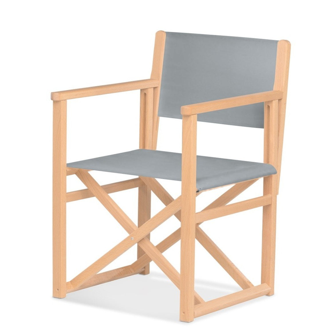 Fauteuil metteur en scène Mallorca XL — vernis naturel, toile Screen gris