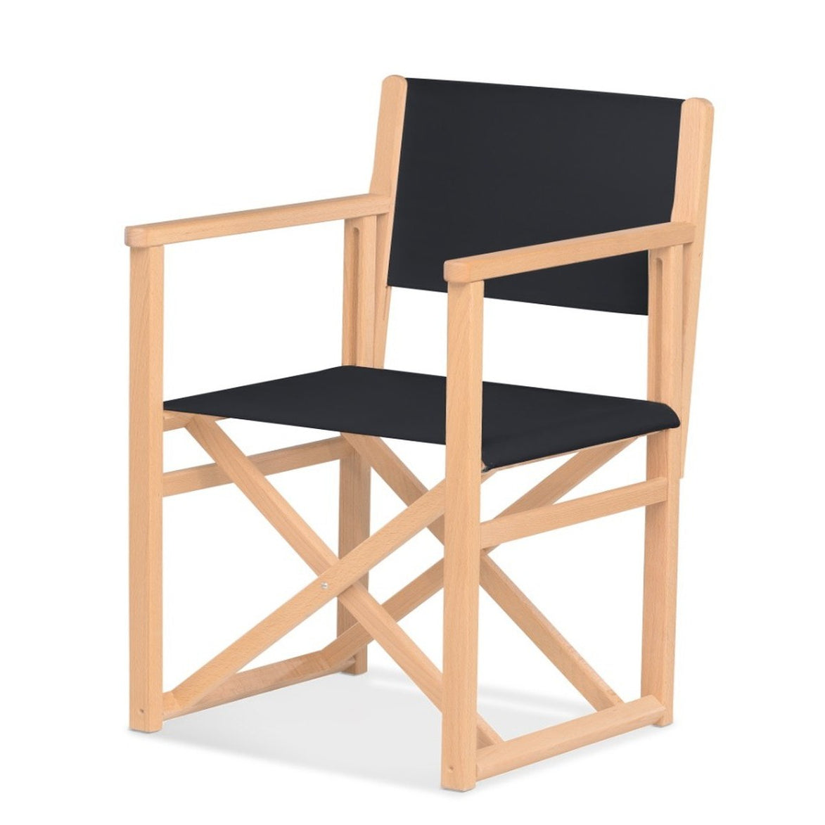 Fauteuil metteur en scène Mallorca XL — vernis naturel, toile Screen noir