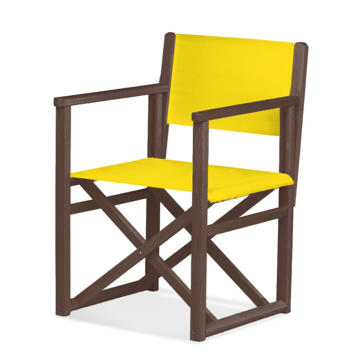 Fauteuil metteur en scène Mallorca XL — vernis noyer, toile Jaune 003