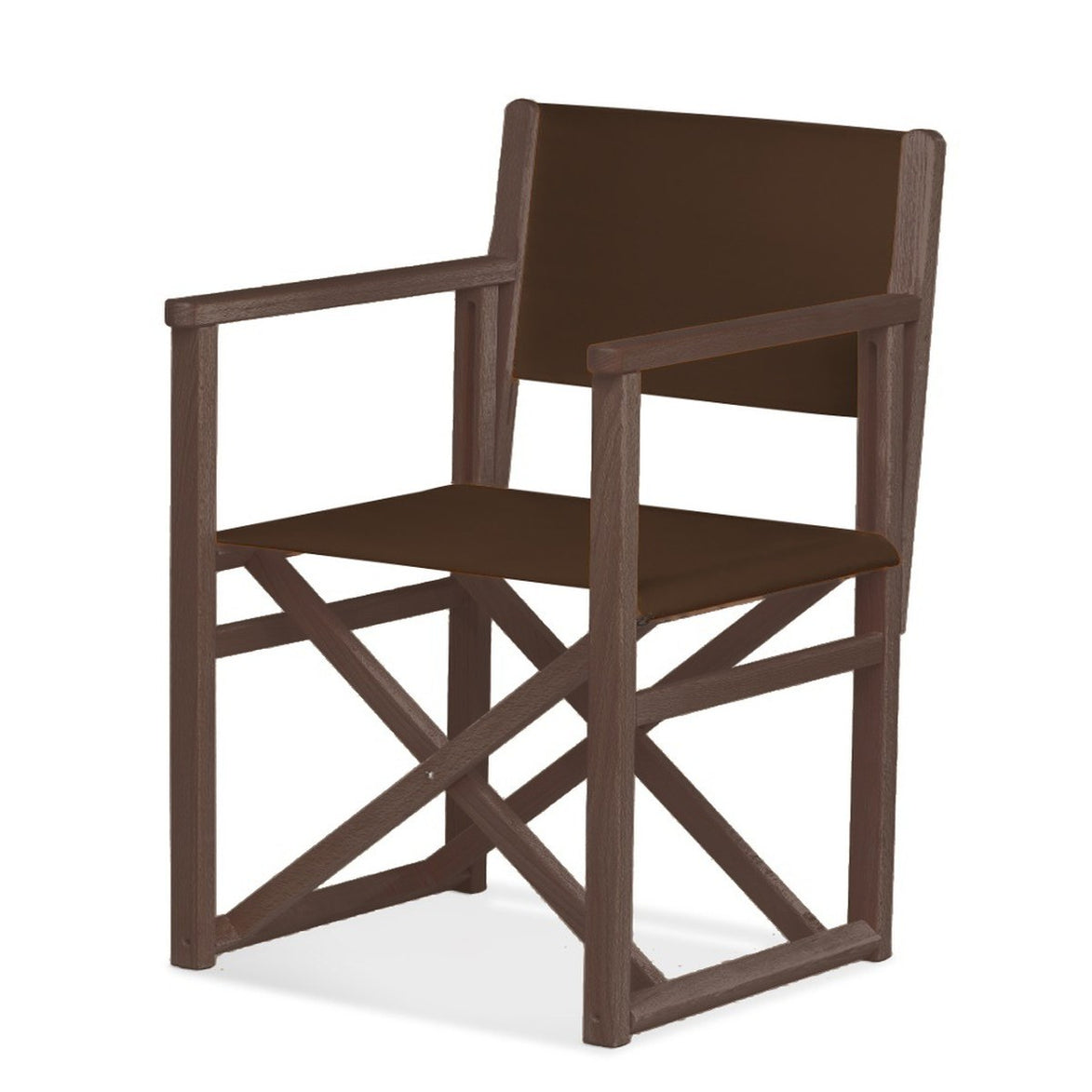 Fauteuil metteur en scène Mallorca XL — vernis noyer, toile Marron 005