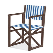 Fauteuil metteur en scène Mallorca XL — vernis noyer, toile Rayé blanc bleu 012