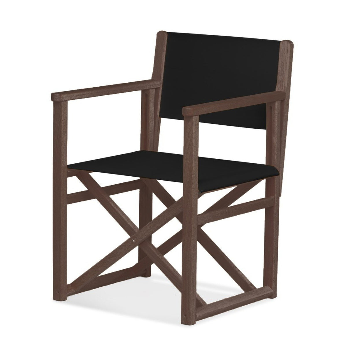 Fauteuil metteur en scène Mallorca XL — vernis noyer, toile Noir 039