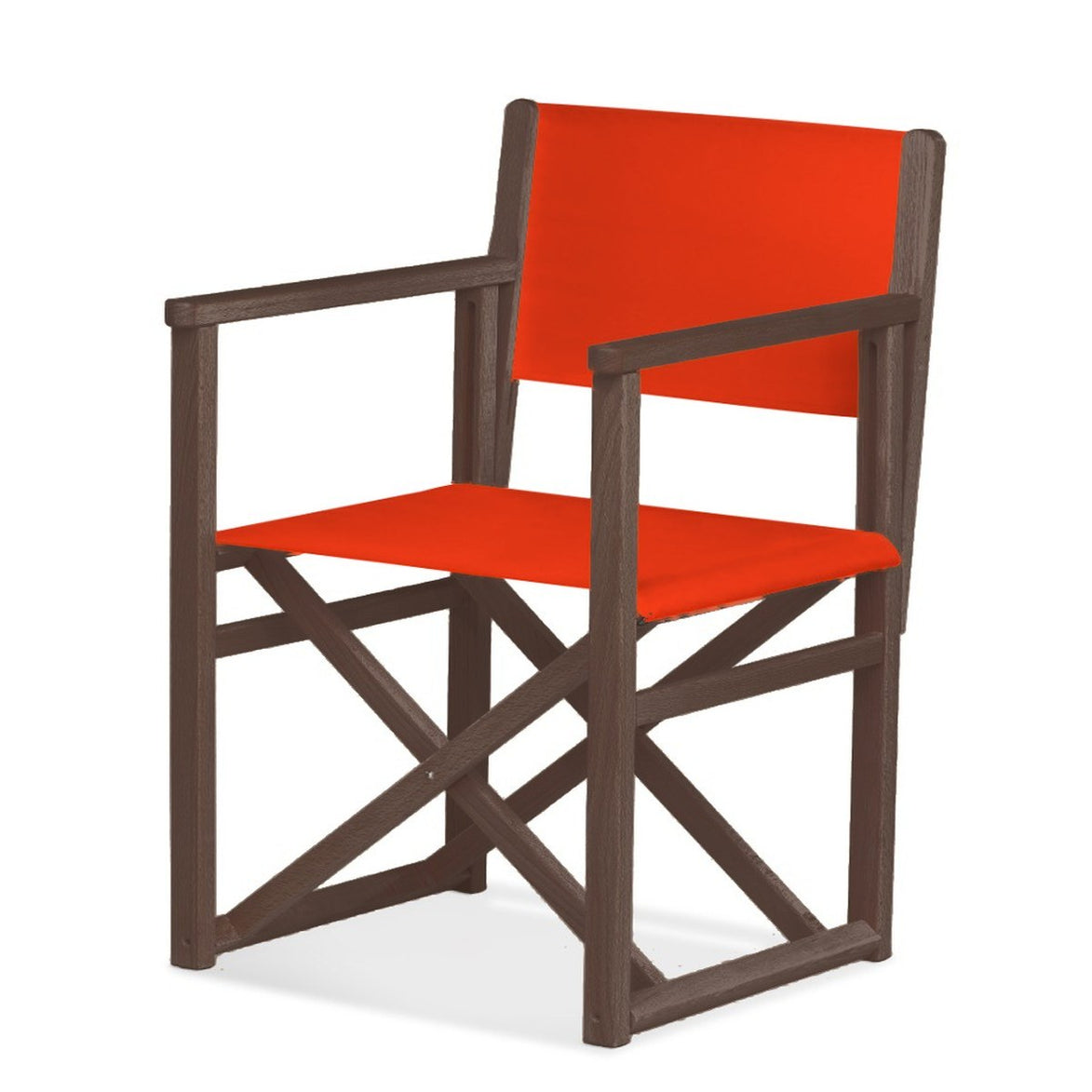 Fauteuil metteur en scène Mallorca XL — vernis noyer, toile Rouge vif 040