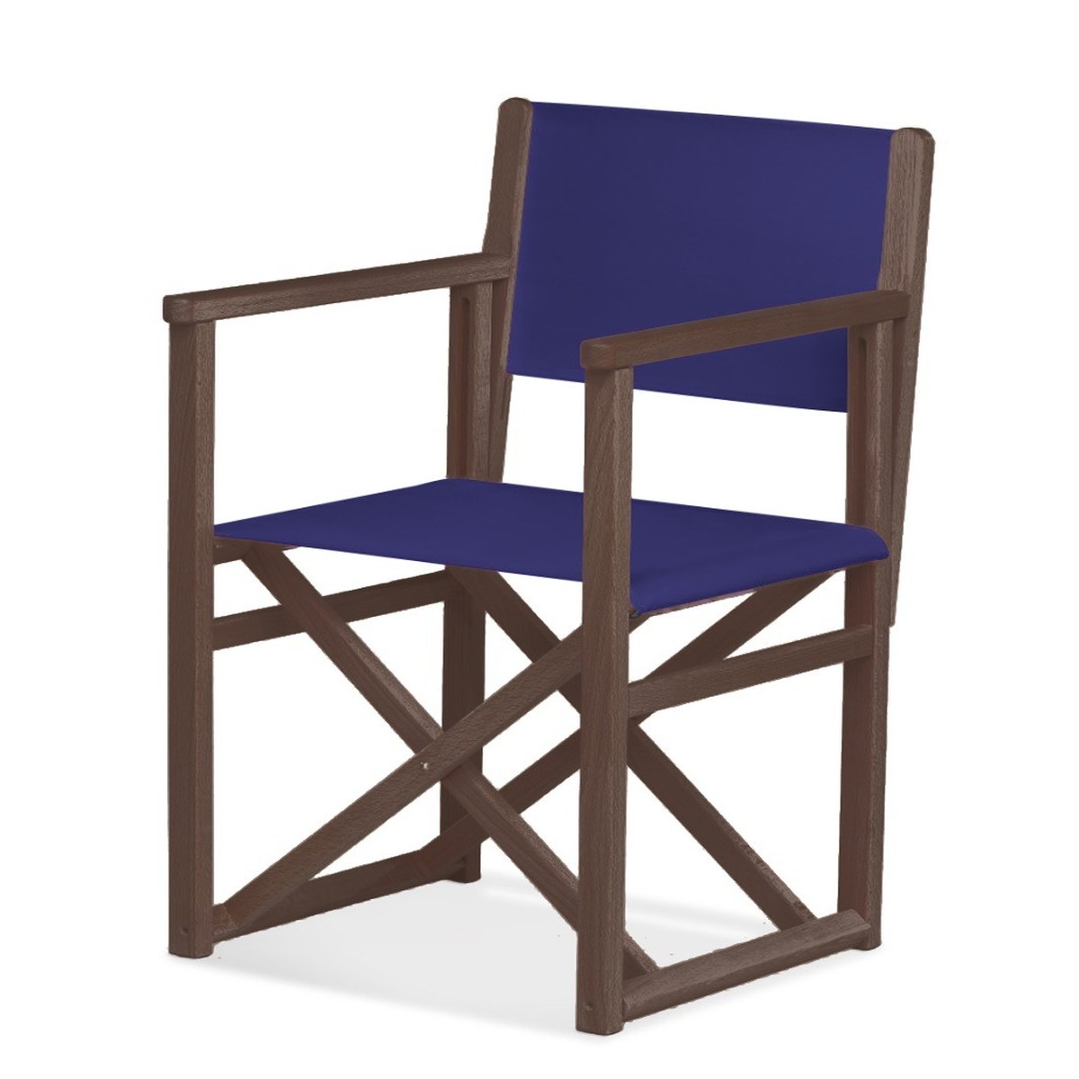 Fauteuil metteur en scène Mallorca XL — vernis noyer, toile Bleu nuit 063