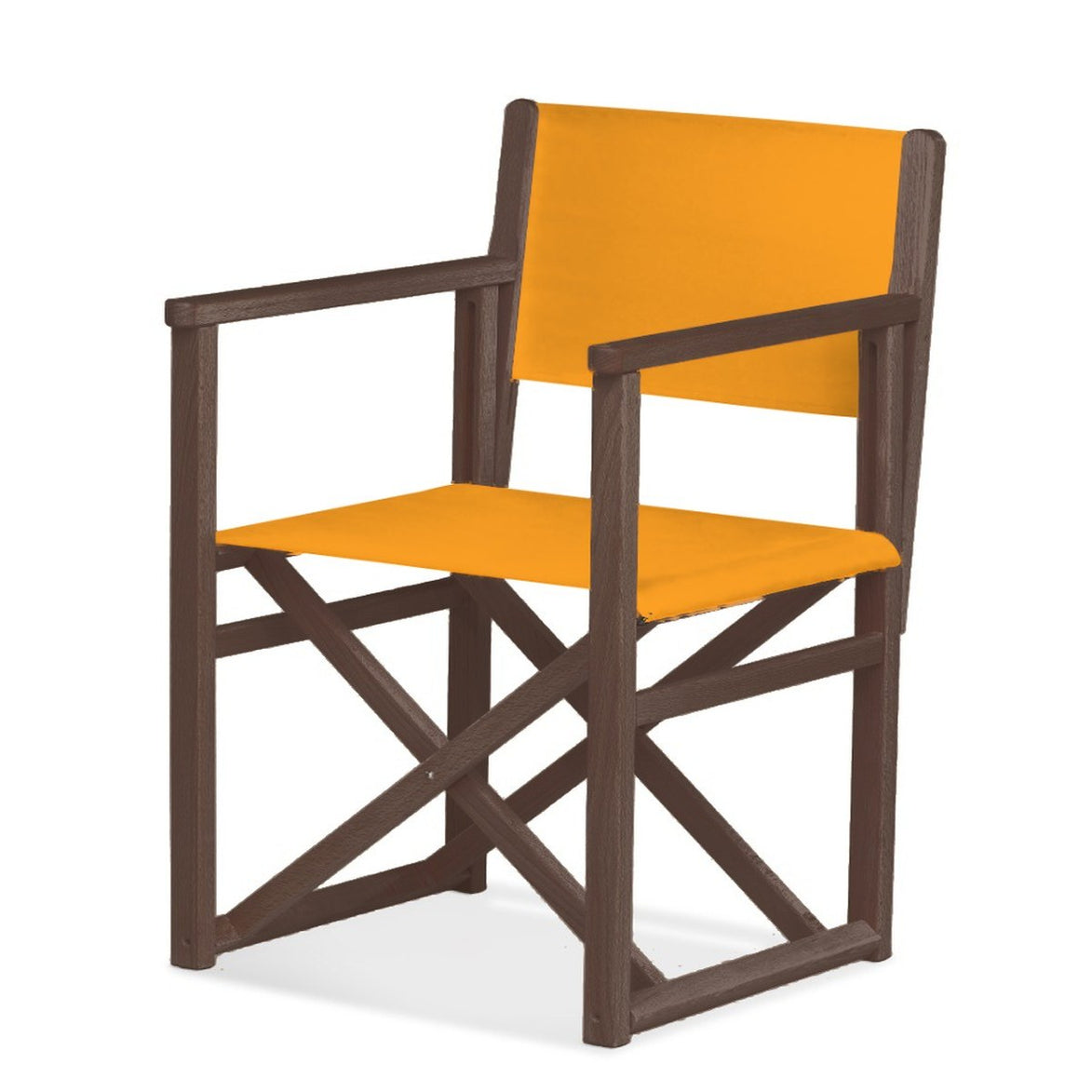 Fauteuil metteur en scène Mallorca XL — vernis noyer, toile Mandarine 066