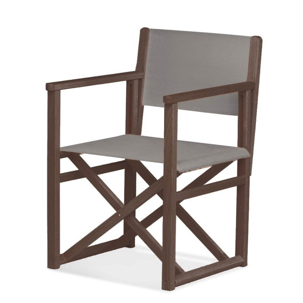 Fauteuil metteur en scène Mallorca XL — vernis noyer, toile Gris clair 067