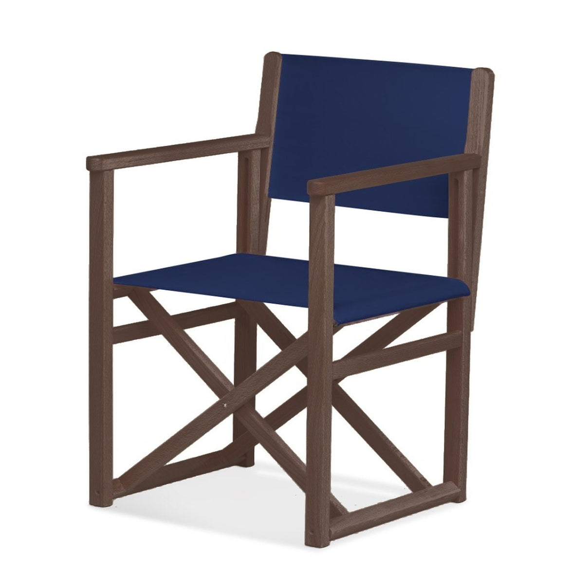 Fauteuil metteur en scène Mallorca XL — vernis noyer, toile Bleu marine 077