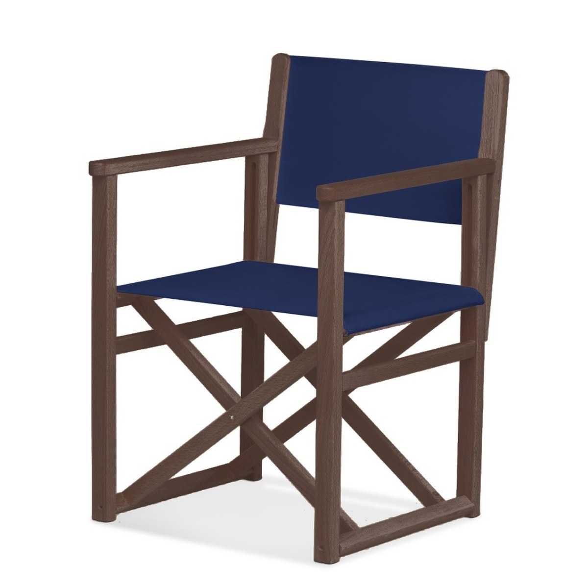 Fauteuil metteur en scène Mallorca XL — vernis noyer, toile Bleu marine 077