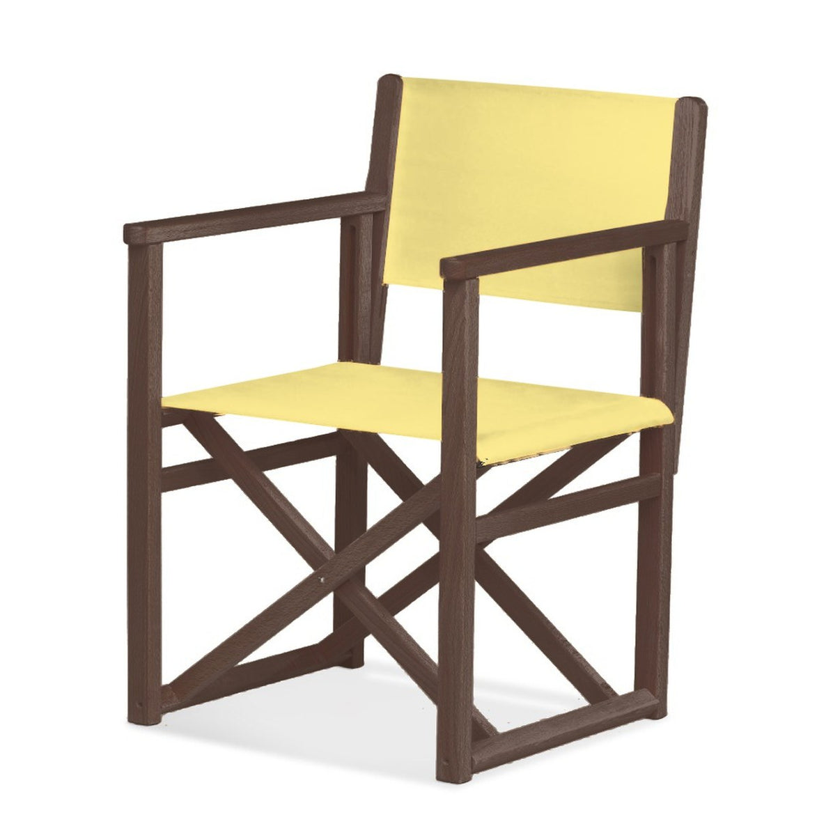 Fauteuil metteur en scène Mallorca XL — vernis noyer, toile Jaune paille 087