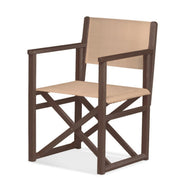 Fauteuil metteur en scène Mallorca XL — vernis noyer, toile Rayé beige écru 512