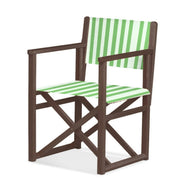 Fauteuil metteur en scène Mallorca XL — vernis noyer, toile Rayé blanc vert 569