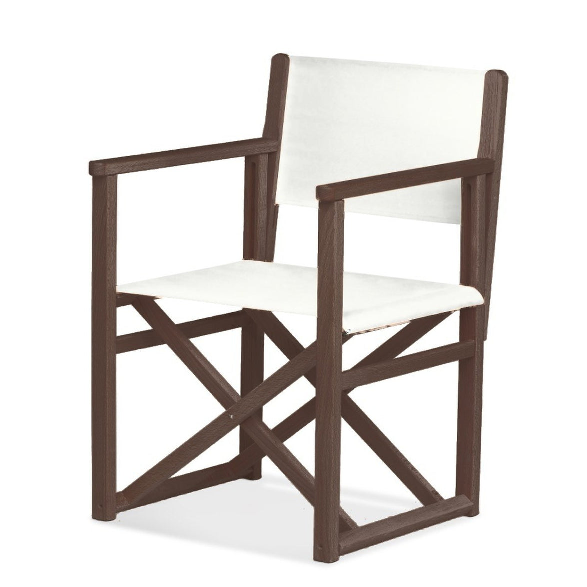 Fauteuil metteur en scène Mallorca XL — vernis noyer, toile Screen blanc