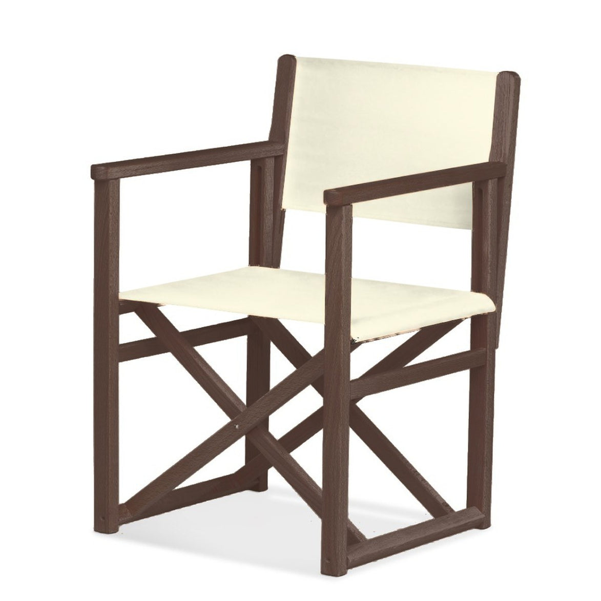 Fauteuil metteur en scène Mallorca XL — vernis noyer, toile Screen écru