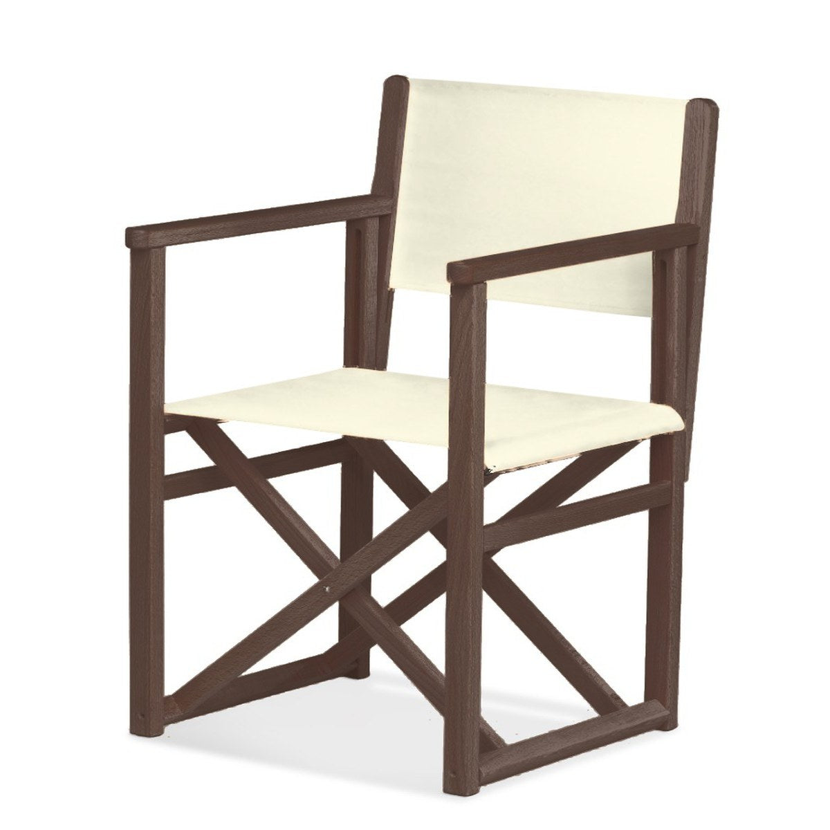 Fauteuil metteur en scène Mallorca XL — vernis noyer, toile Screen écru