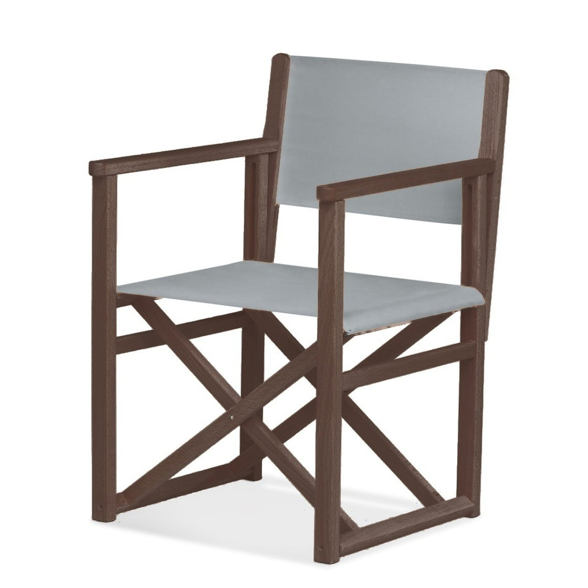 Fauteuil metteur en scène Mallorca XL — vernis noyer, toile Screen gris