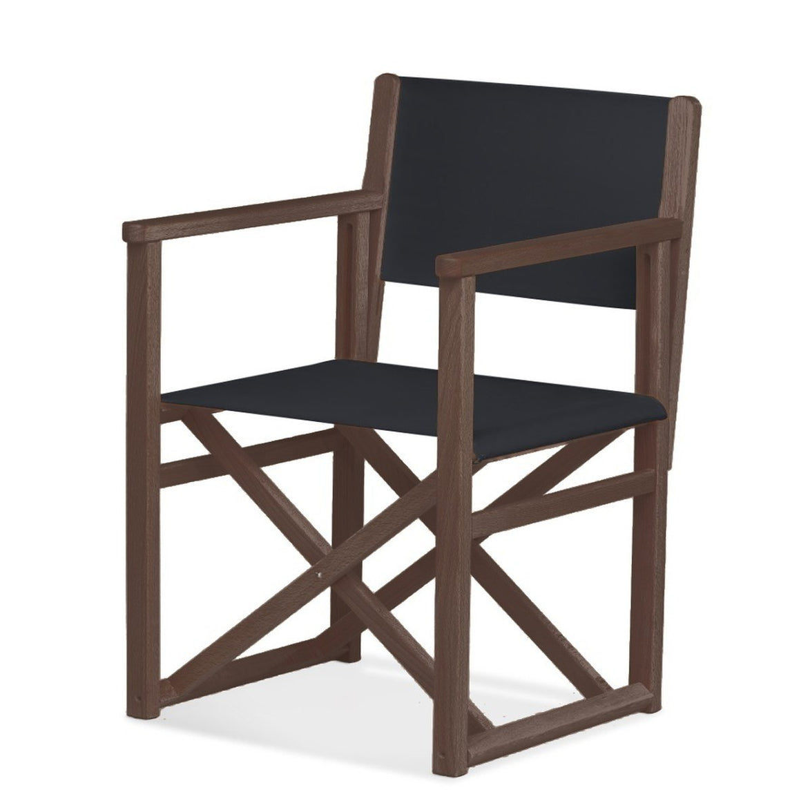 Fauteuil metteur en scène Mallorca XL — vernis noyer, toile Screen noir