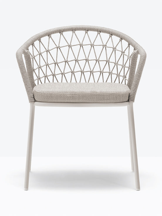 Fauteuil de terrasse Panarea Pedrali beige, coussin gris clair