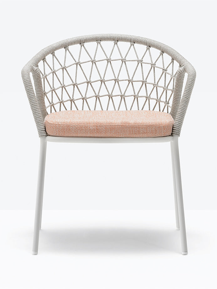 Fauteuil Panarea beige, coussin rose