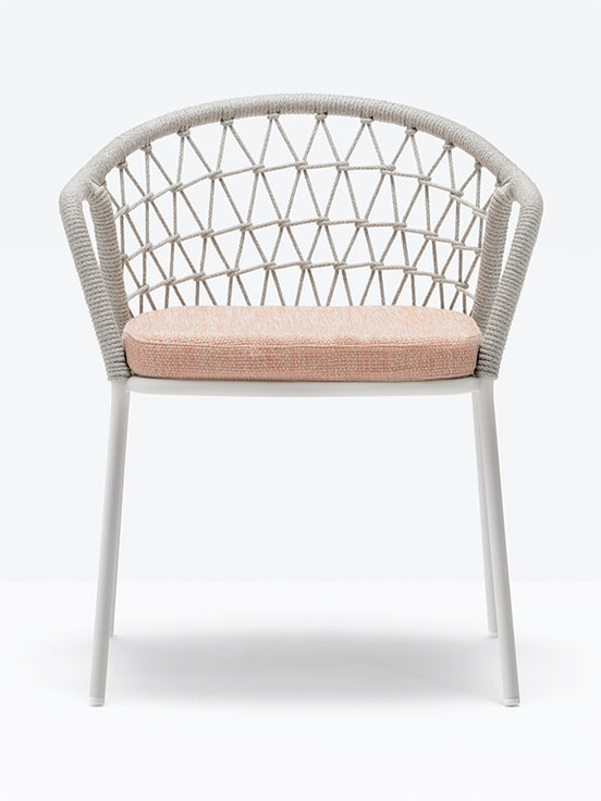 Fauteuil Panarea beige, coussin rose