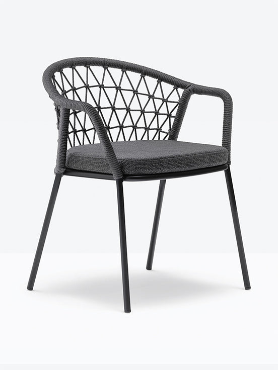 Fauteuil Panarea noir, coussin anthracite
