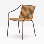 Fauteuil Philía marron, tressage miel