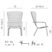 Fauteuil relax Folio Nardi – plan coté, dimensions