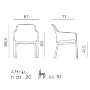 Fauteuil relax Net Nardi – plan coté, dimensions
