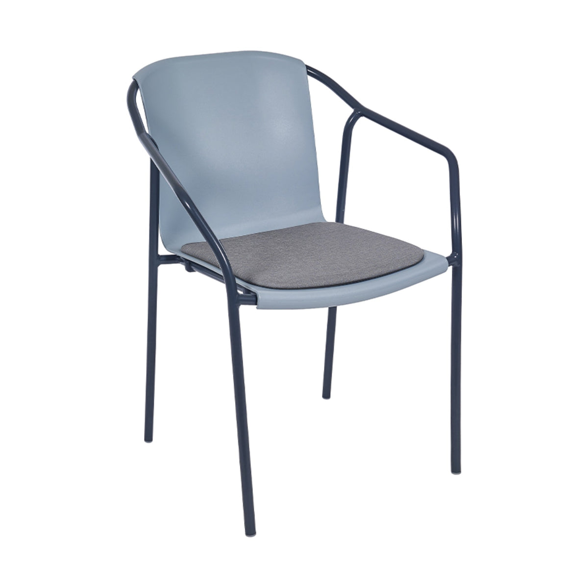 Fauteuil Rod Ezpeleta anthracite, dossier blue grey avec galette