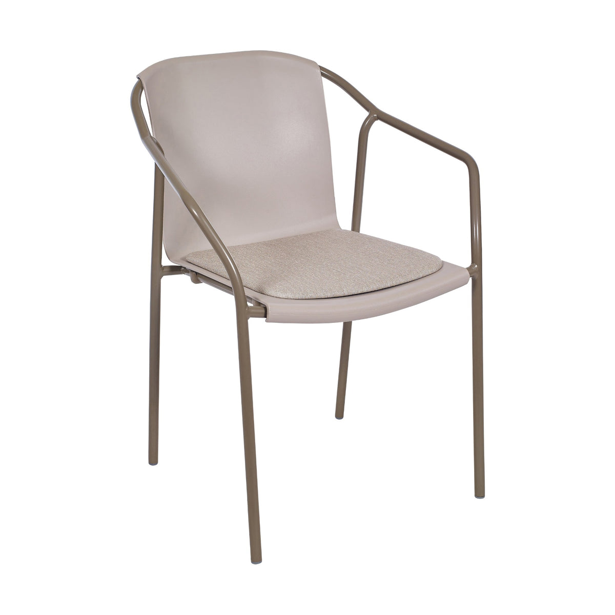Fauteuil Rod Ezpeleta taupe, dossier pearl avec galette