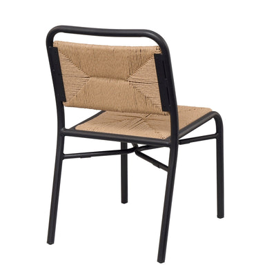 Chaise Léonce — chaise de terrasse aluminium, tressage Paille
