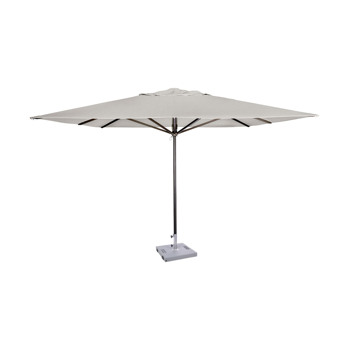 Parasol Formentera 350 x 350 cm Ezpeleta, structure anthracite, toile sable, sans volants