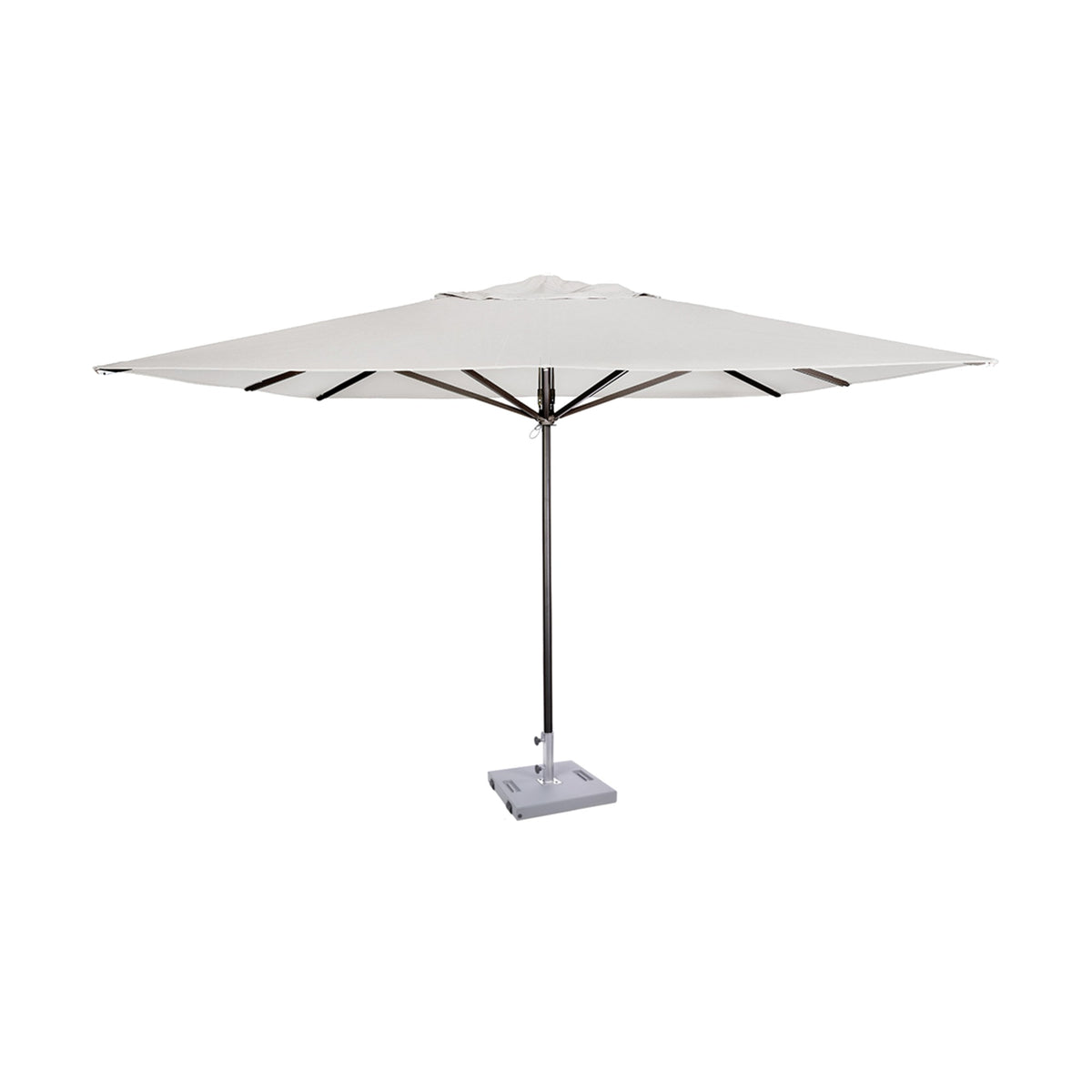 Parasol Formentera 350 x 350 cm Ezpeleta, structure anthracite, toile blanche, sans volants