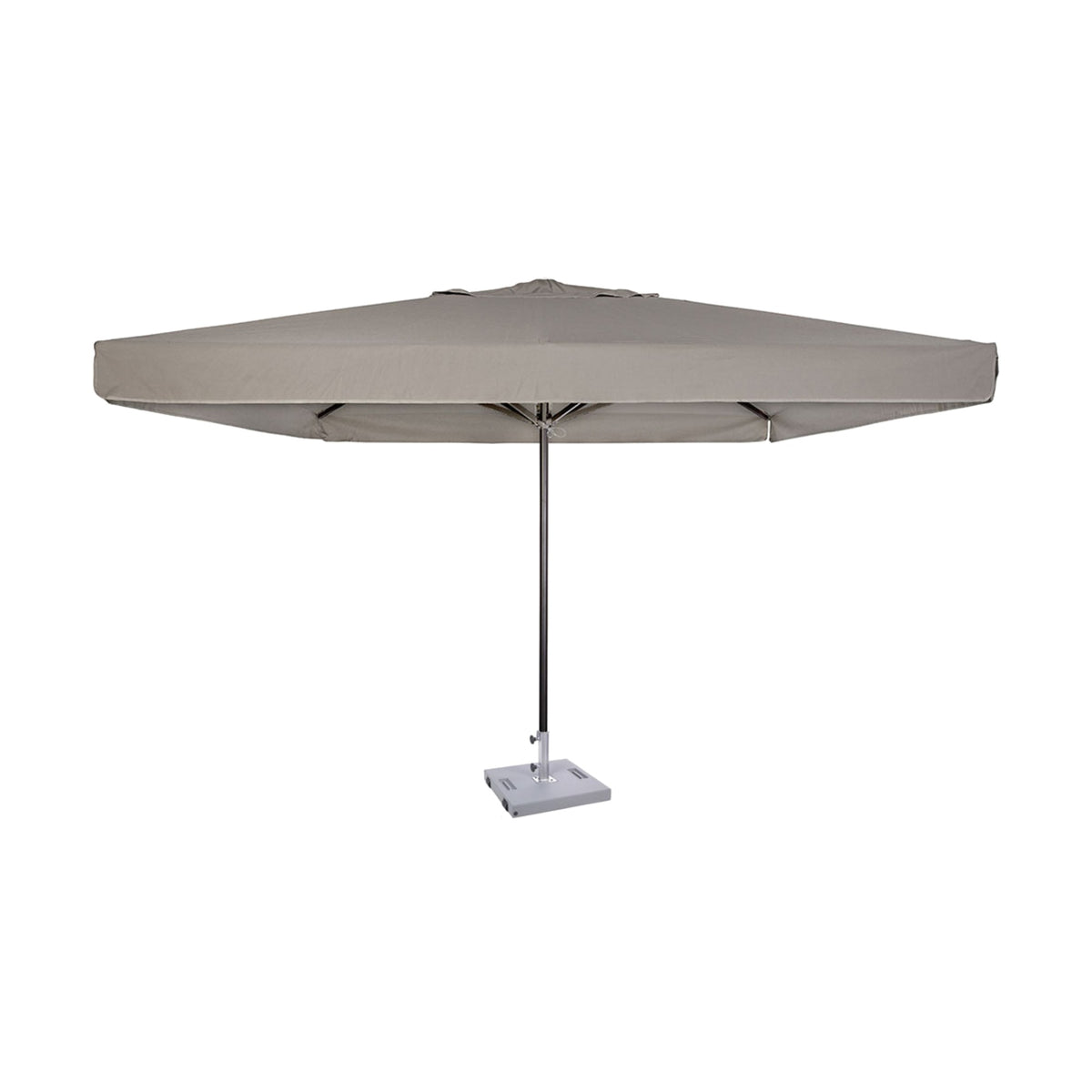Parasol Formentera 350 x 350 cm Ezpeleta, structure anthracite, toile taupe, avec volants