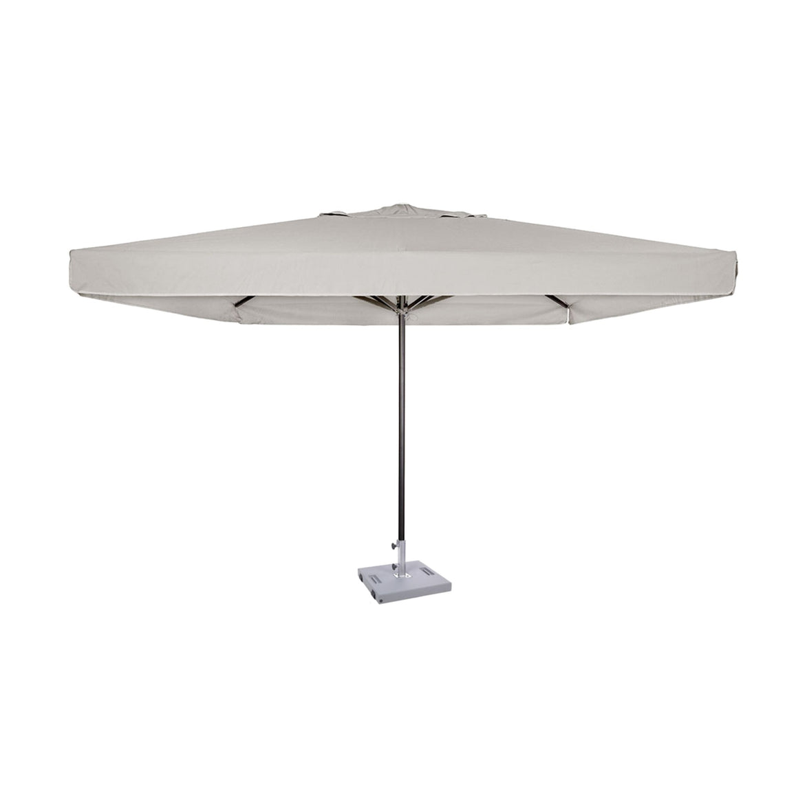 Parasol Formentera 350 x 350 cm Ezpeleta, structure anthracite, toile sable, avec volants
