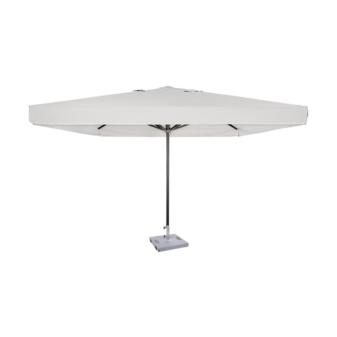 Parasol Formentera 350 x 350 cm Ezpeleta, structure anthracite, toile blanche, avec volants
