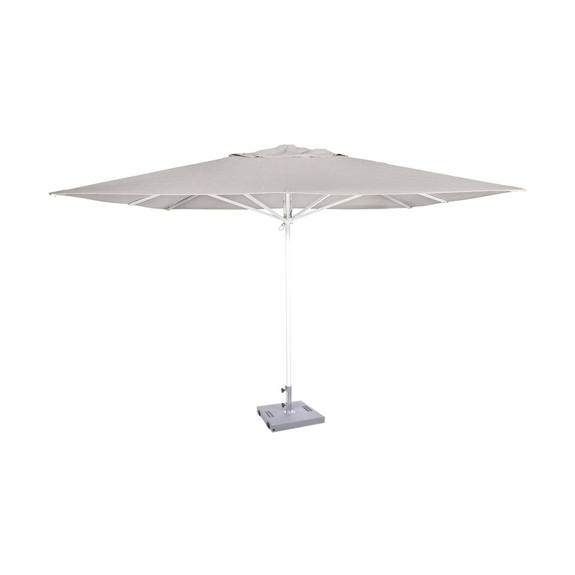 Parasol Formentera 350 x 350 cm Ezpeleta, structure blanche, toile sable, sans volants