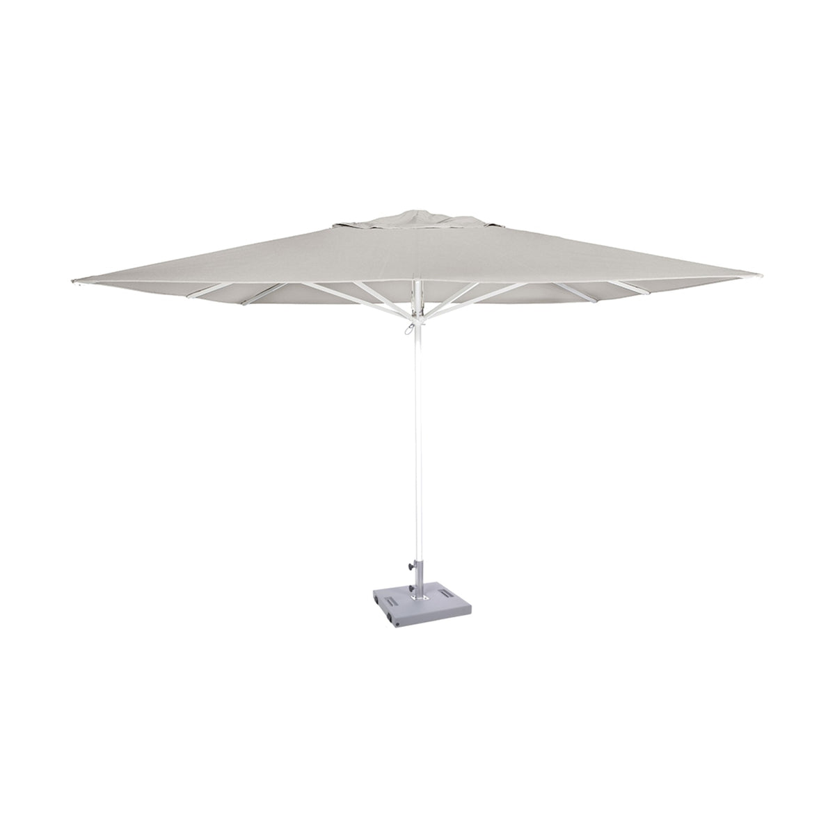 Parasol Formentera 350 x 350 cm Ezpeleta, structure blanche, toile sable, sans volants