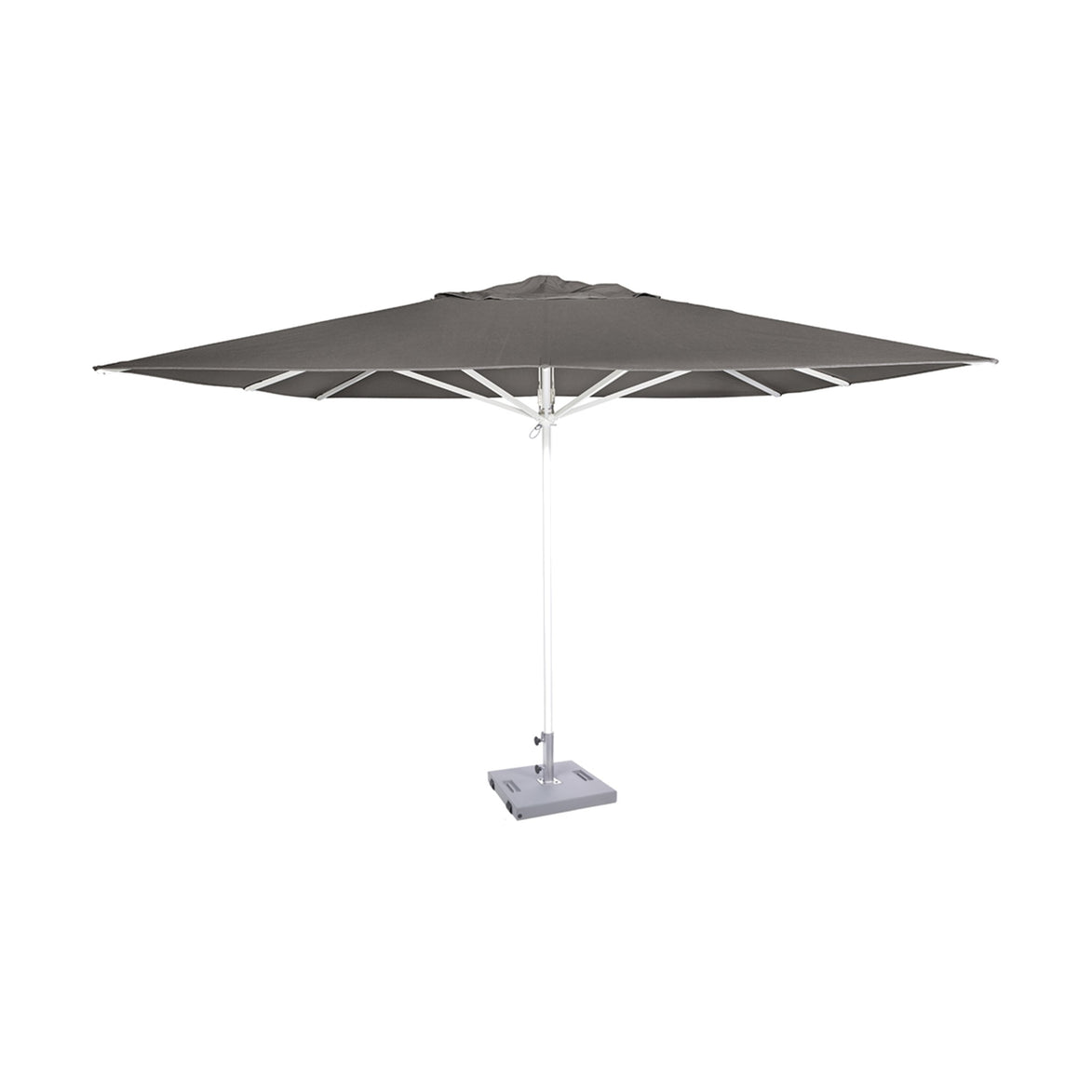 Parasol Formentera 350 x 350 cm Ezpeleta, structure blanche, toile anthracite, sans volants