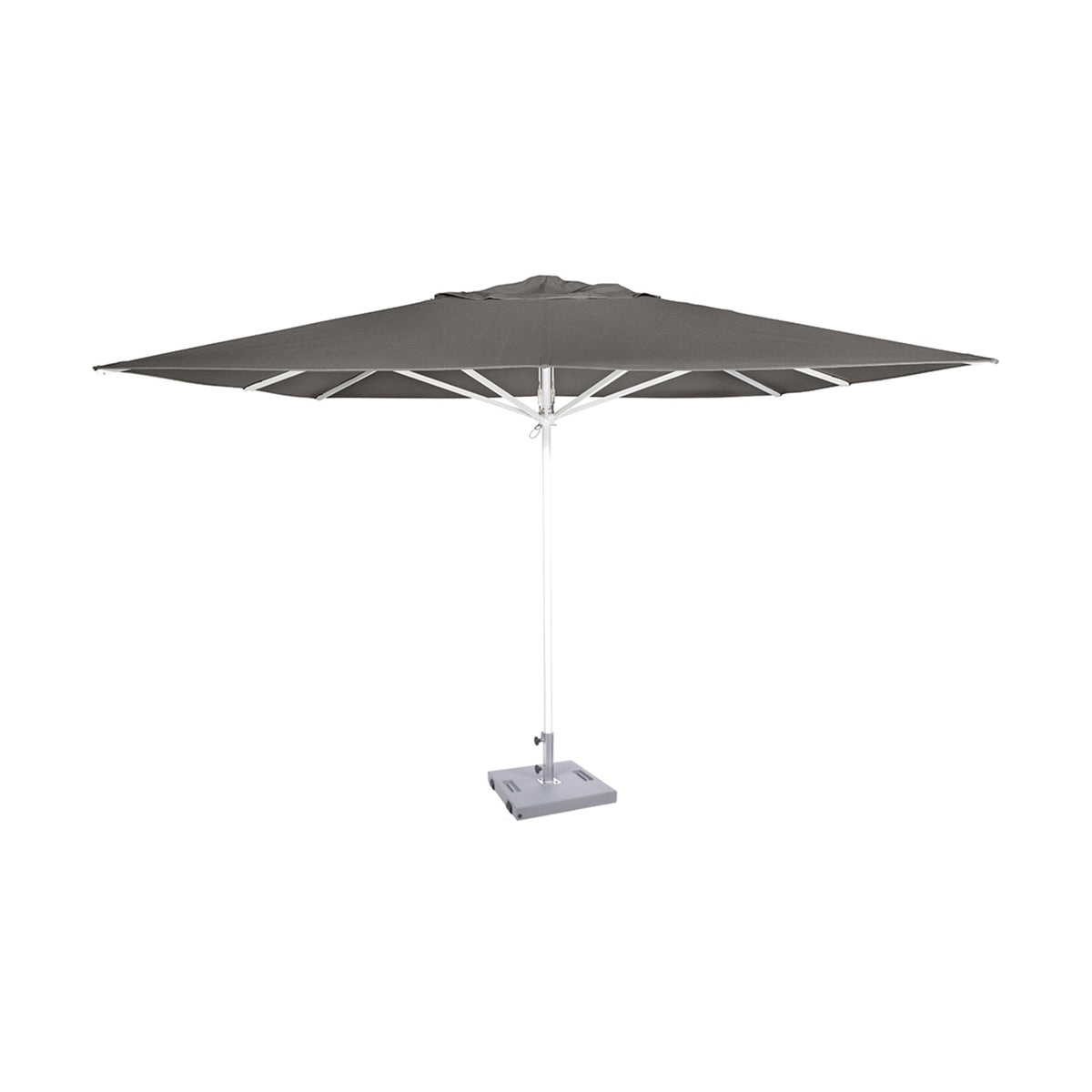 Parasol Formentera 350 x 350 cm Ezpeleta, structure blanche, toile anthracite, sans volants