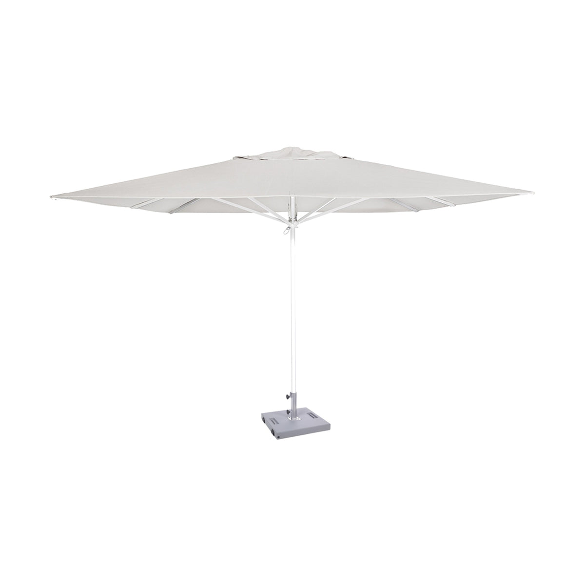Parasol Formentera 350 x 350 cm Ezpeleta, structure blanche, toile blanche, sans volants