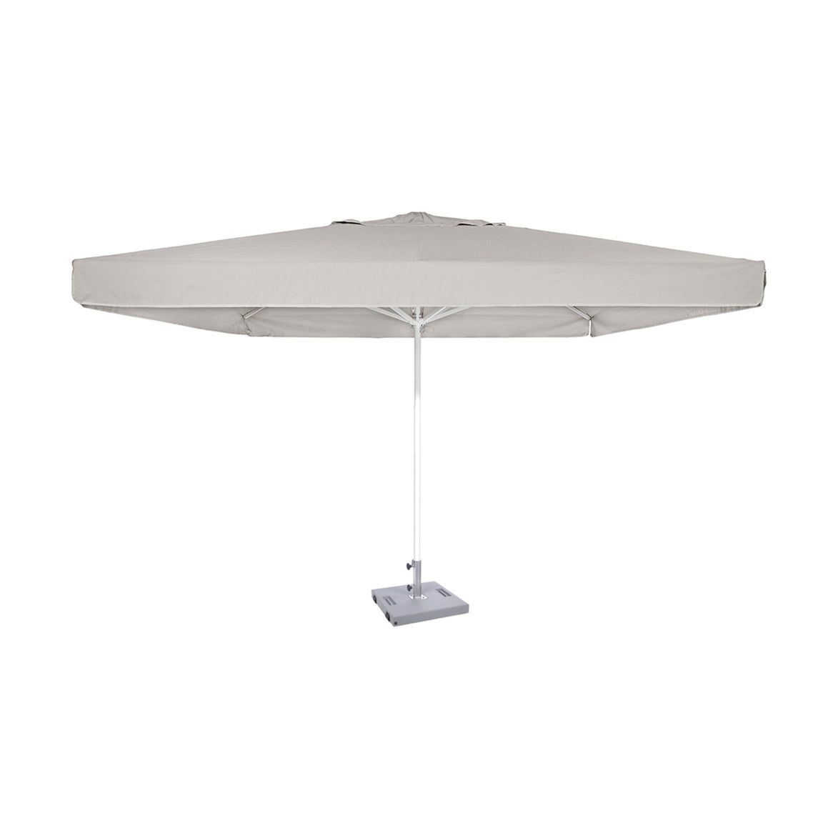 Parasol Formentera 350 x 350 cm Ezpeleta, structure blanche, toile sable, avec volants