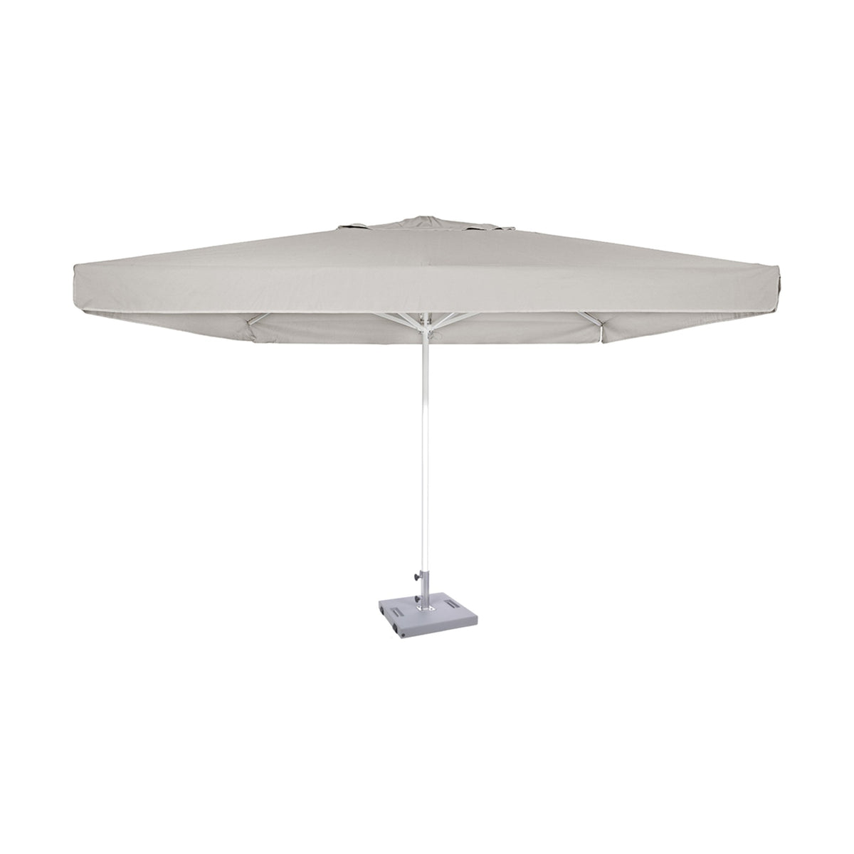 Parasol Formentera 350 x 350 cm Ezpeleta, structure blanche, toile sable, avec volants