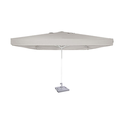 Parasol Formentera 350 x 350 cm Ezpeleta, structure blanche, toile sable, avec volants