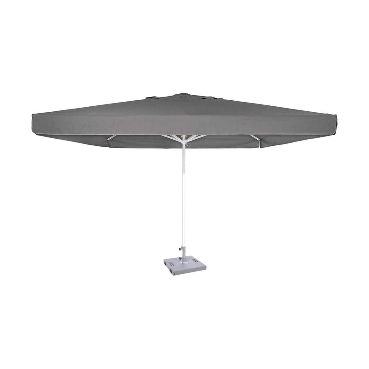 Parasol Formentera 350 x 350 cm Ezpeleta, structure blanche, toile anthracite, avec volants