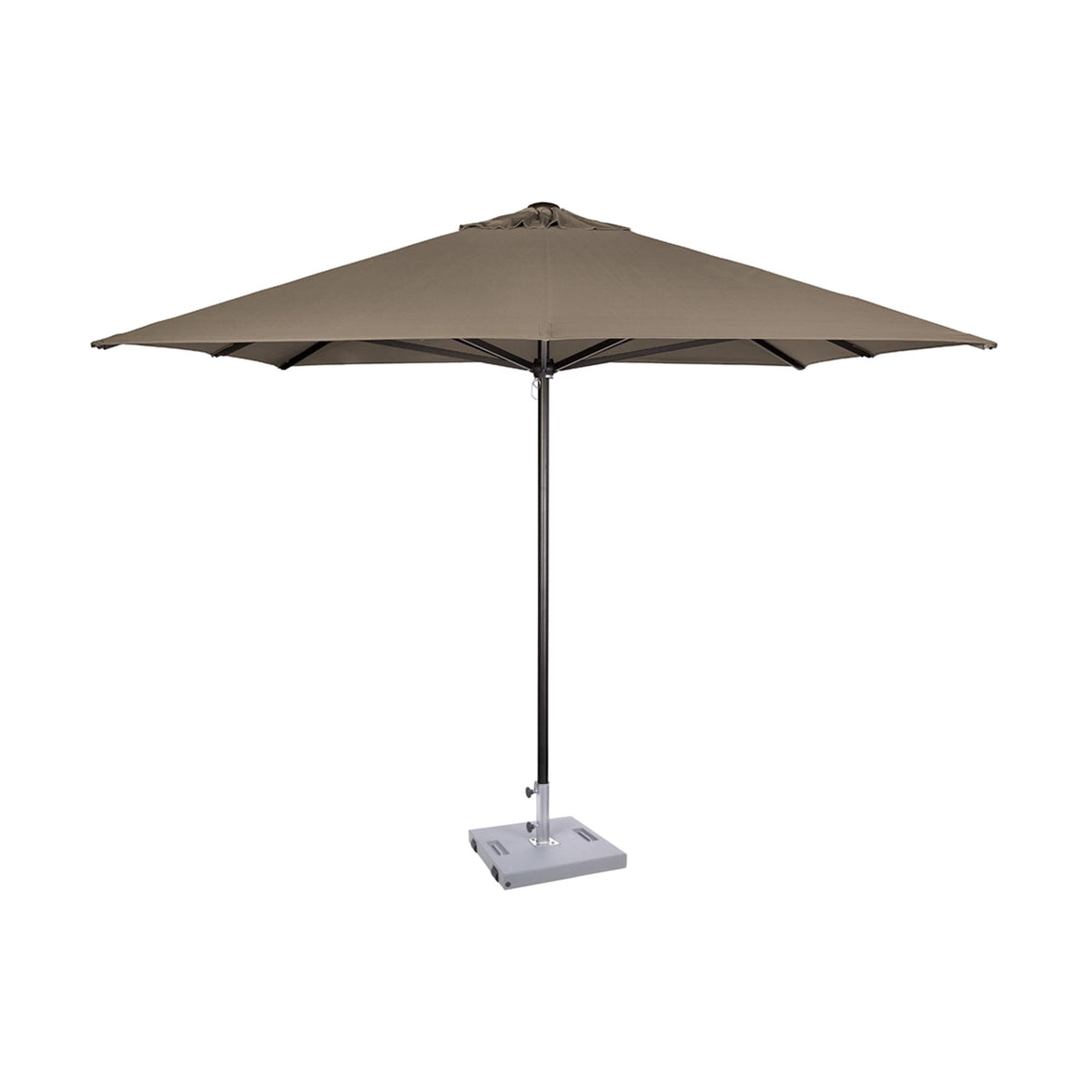 Parasol Formentera 300 x 300 cm Ezpeleta, structure anthracite, toile taupe, sans volants