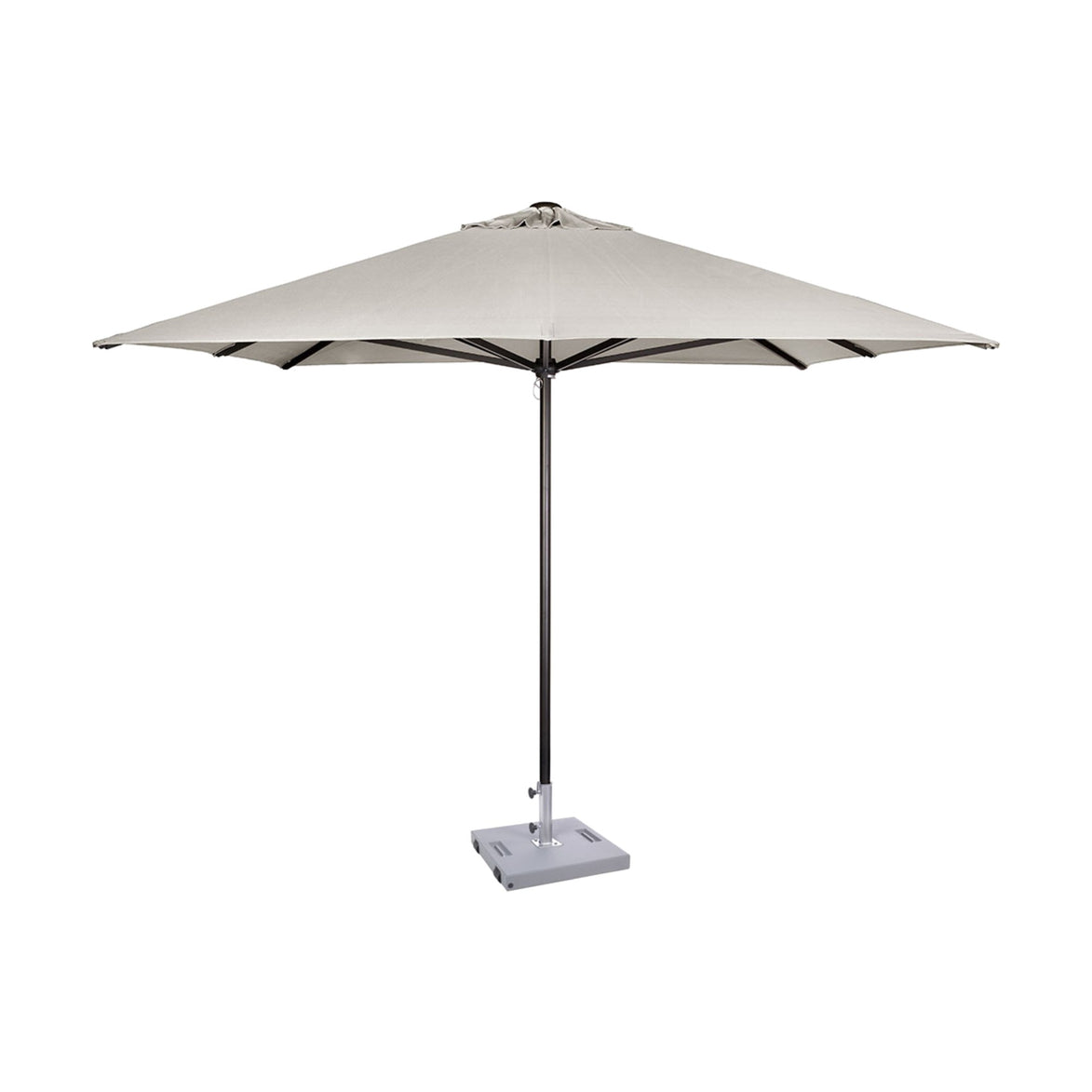 Parasol Formentera 300 x 300 cm Ezpeleta, structure anthracite, toile sable, sans volants