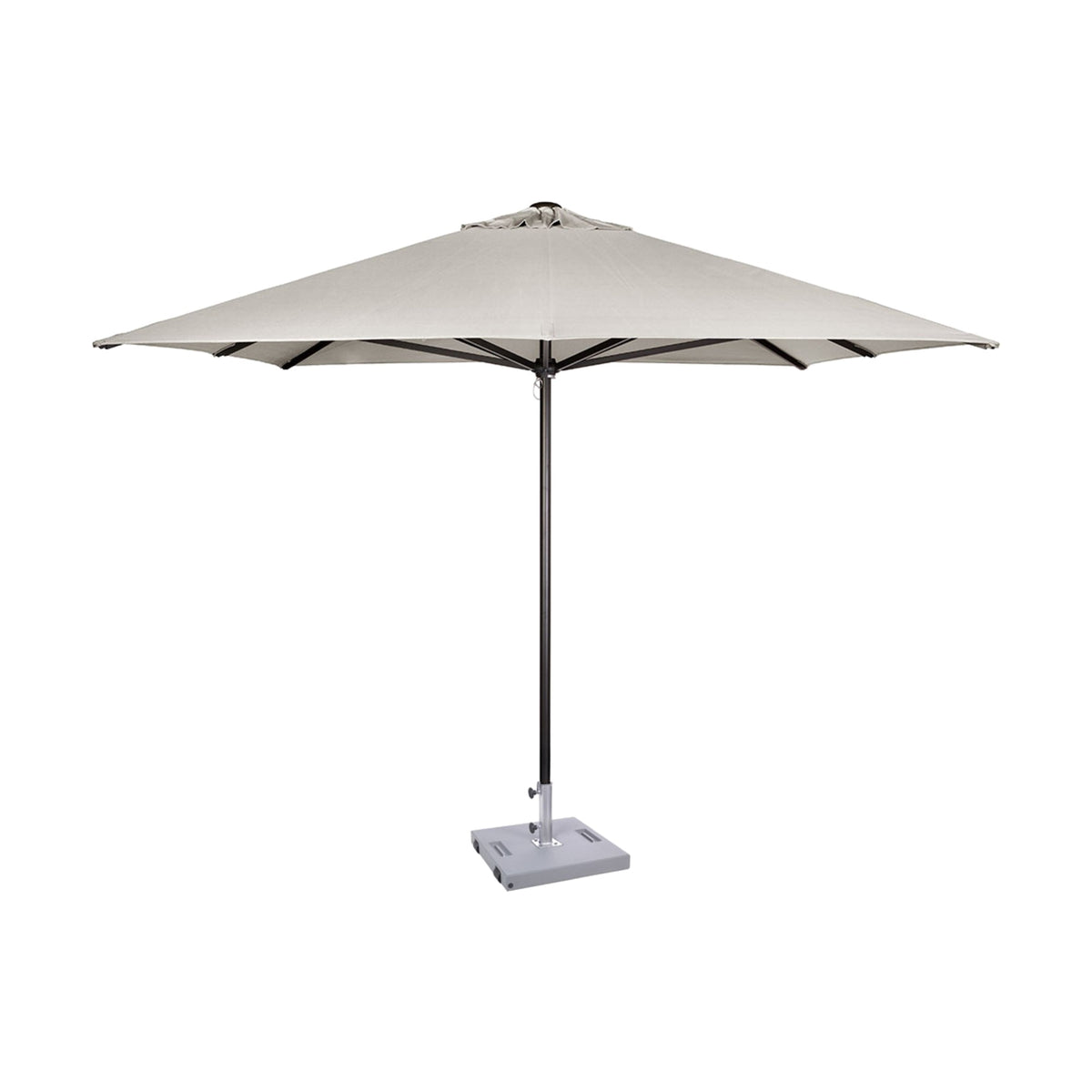 Parasol Formentera 300 x 300 cm Ezpeleta, structure anthracite, toile sable, sans volants